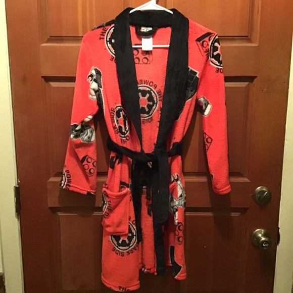LEGO Star Wars Boys Belted Large Fleece Robe Darth Vader Dark Side Storm Trooper - Picture 1 of 5